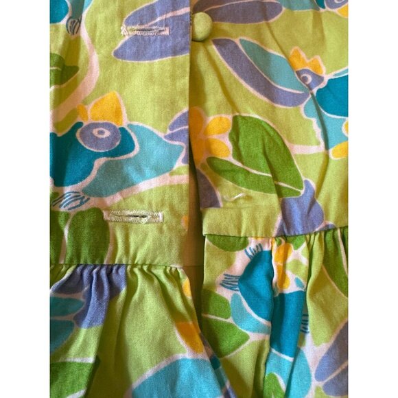 Lilly Pulitzer Green‎ & Blue Floral Sleeveless Girls Dress Size 6 Lined - Picture 4 of 5